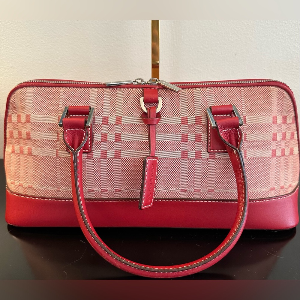 Burberry Red Nova Canvas and Leather Handbag - Picture 6 of 8